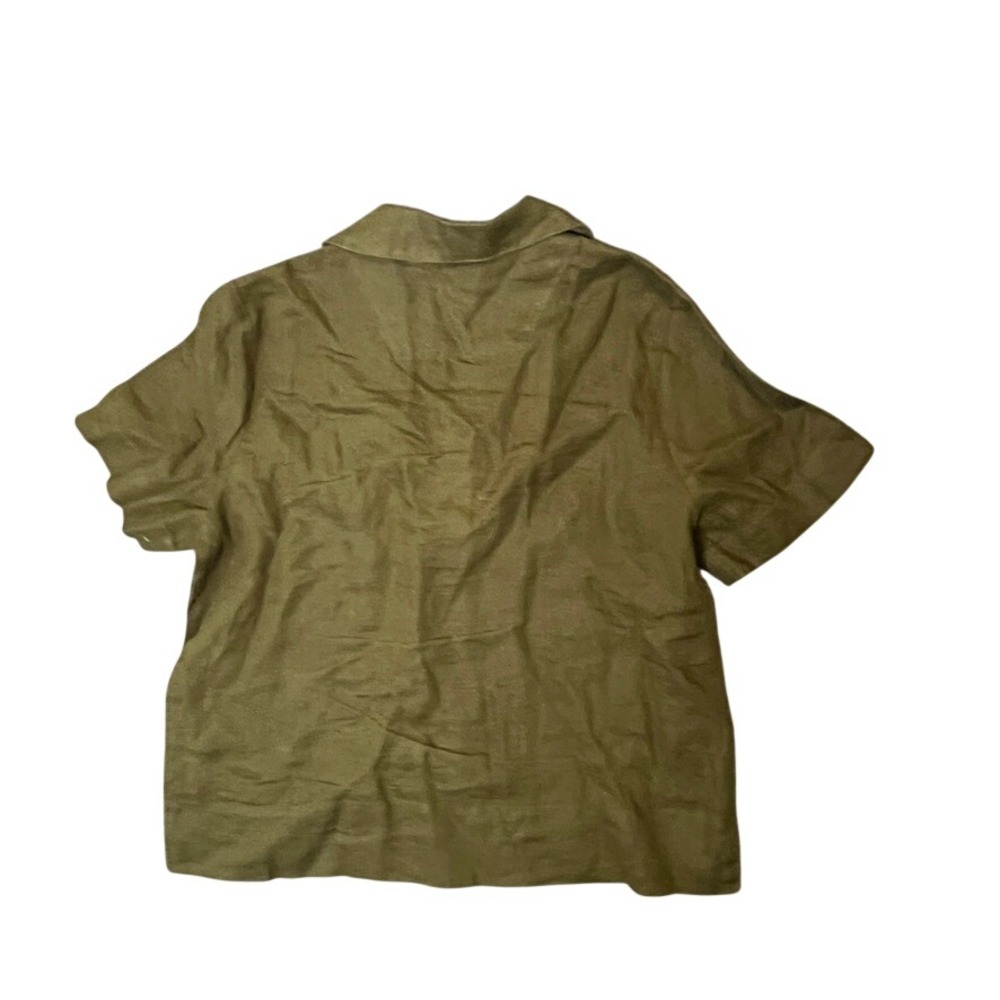 Quince Linen Short Sleeve Shirt Womens XS Martini Olive Camp Lagenlook NEW - Picture 11 of 11